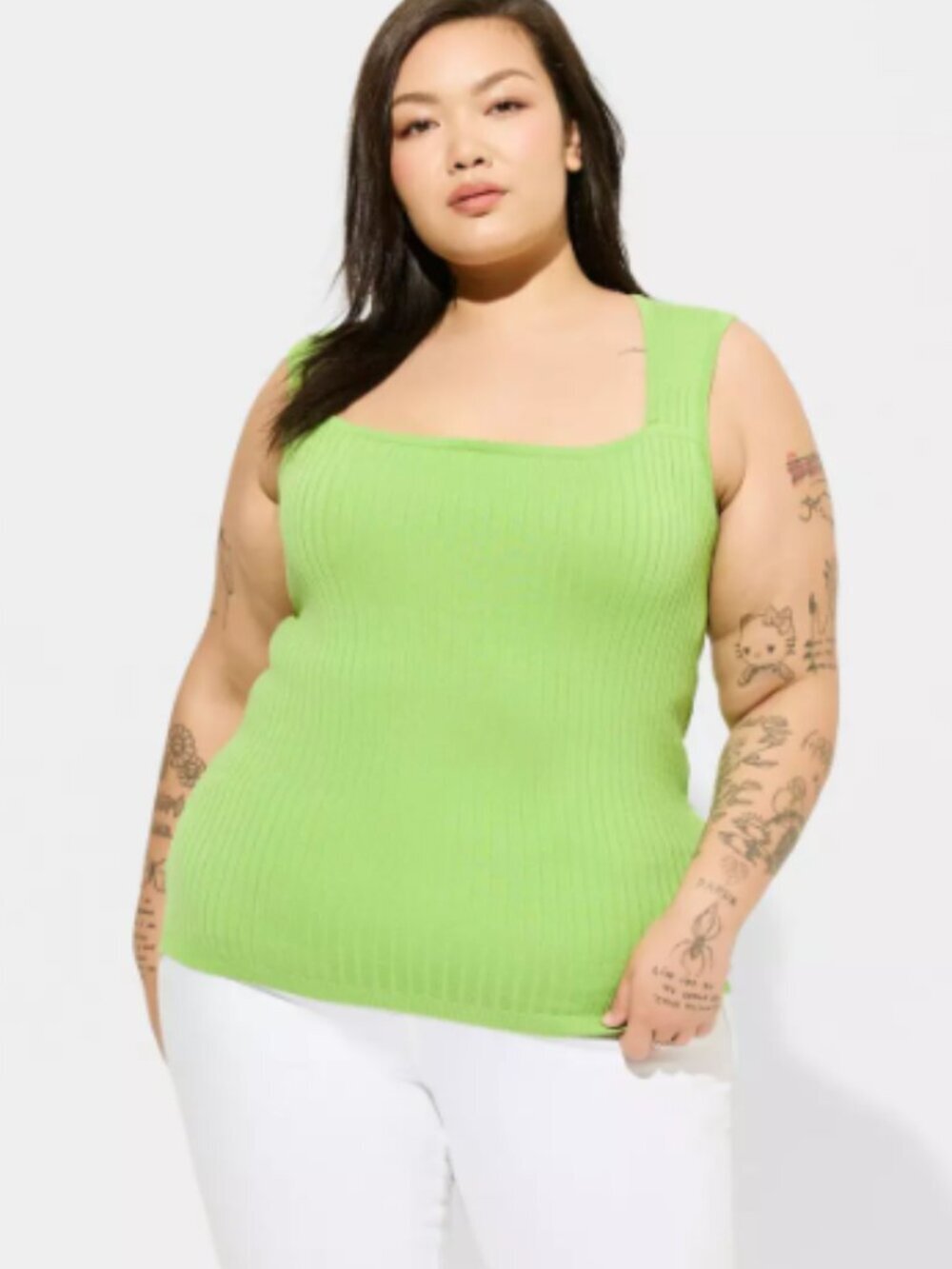 TORRID Bright Green Ribbed Sweater Knit Tank Women's (2X)